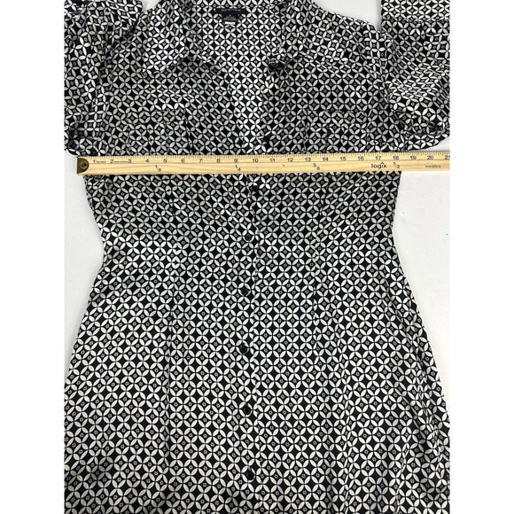Spence Geometric Printed Silk Shirt Dress Button Down Size 8 New Without Tags - Picture 9 of 9